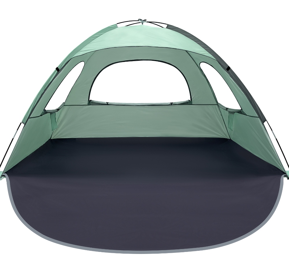 WhiteFang Beach Tent Anti-UV Portable Sun Shade Shelter for 3 Person, Extendable Floor with 3 Ventilating Mesh Windows Plus Carrying Bag, Stakes and Guy Lines (Mint Green)